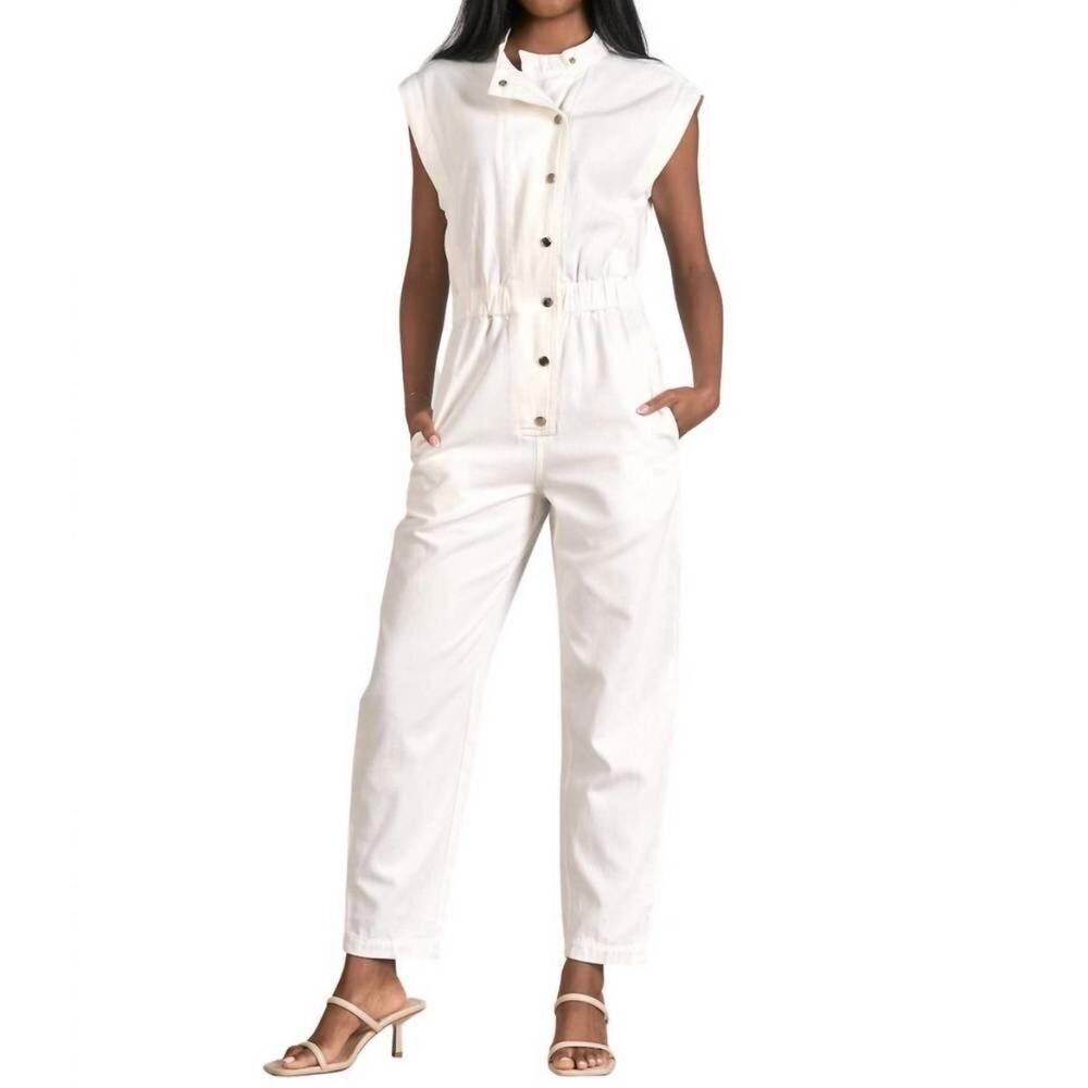 NWT Elan White Jack Denim Sleeveless Jumpsuit Size‎ Medium